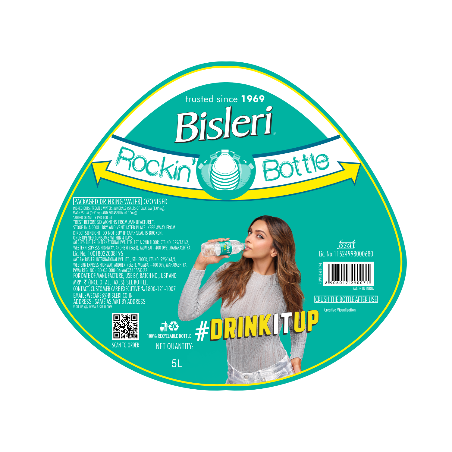 Bisleri 5 L Packaged Drinking Water back label